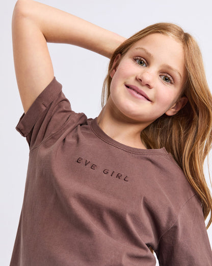 Eve Girl Washed Tee - Brown