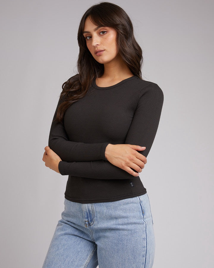 Rib Baby Long Sleeve Tee - Washed Black