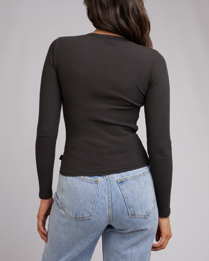Rib Baby Long Sleeve Tee - Washed Black