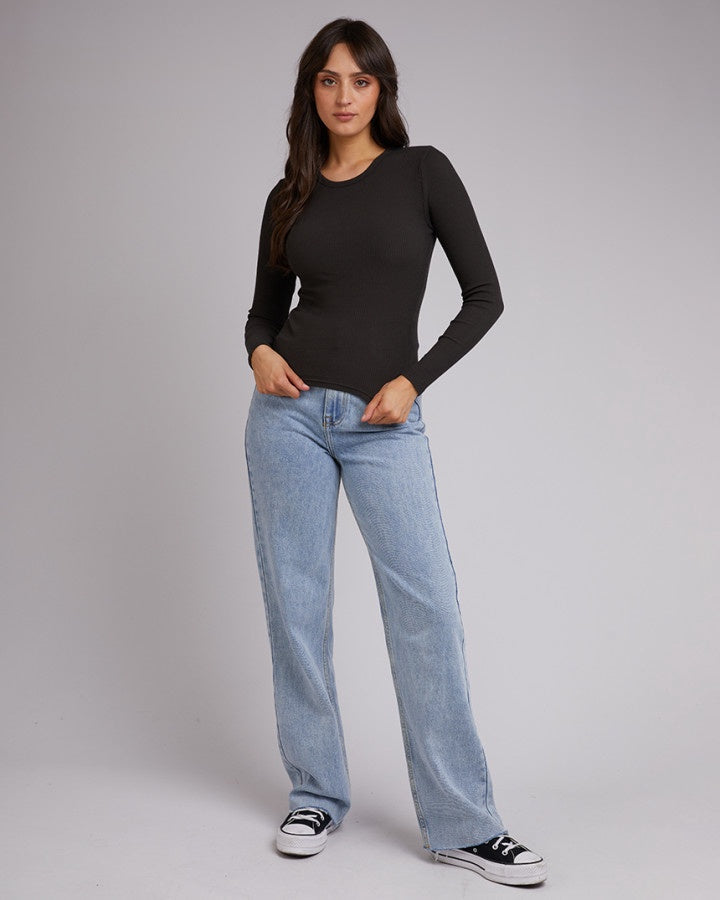 Rib Baby Long Sleeve Tee - Washed Black