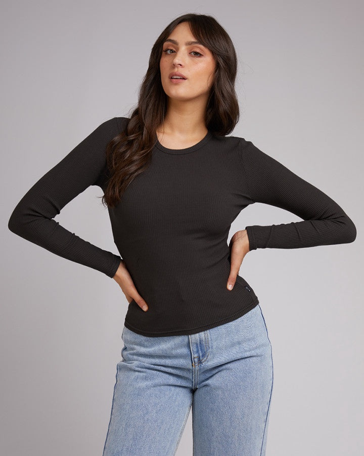 Rib Baby Long Sleeve Tee - Washed Black