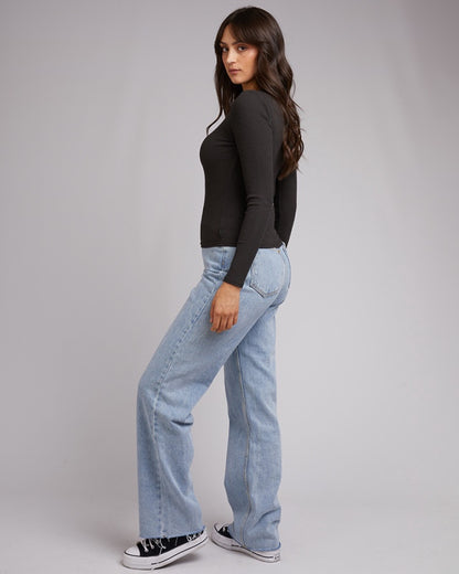 Rib Baby Long Sleeve Tee - Washed Black