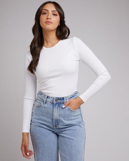 Rib Baby Long Sleeve Tee - White