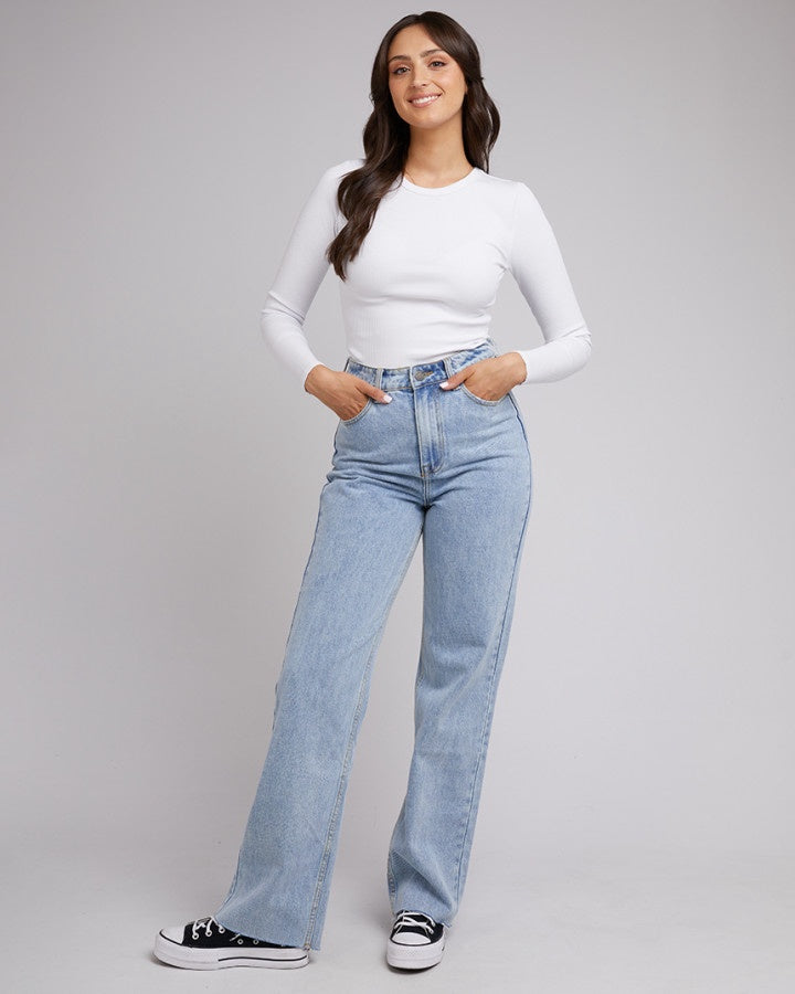 Rib Baby Long Sleeve Tee - White