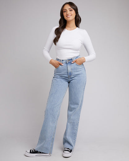 Rib Baby Long Sleeve Tee - White