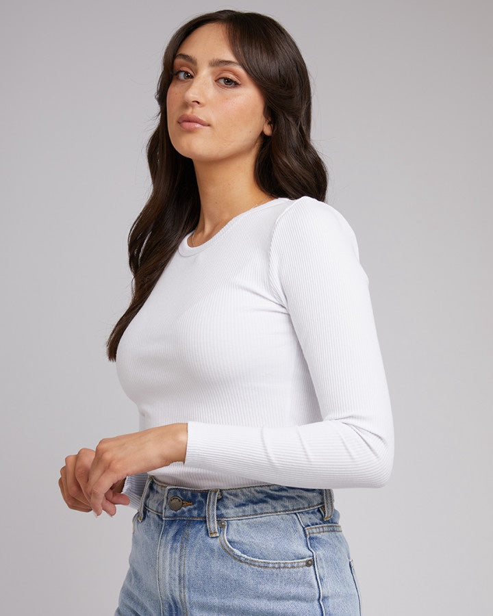 Rib Baby Long Sleeve Tee - White
