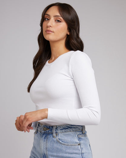 Rib Baby Long Sleeve Tee - White