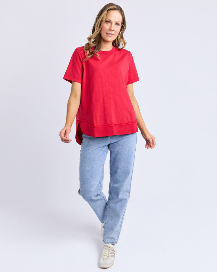 Farrah Short Sleeve Tee - Crimson