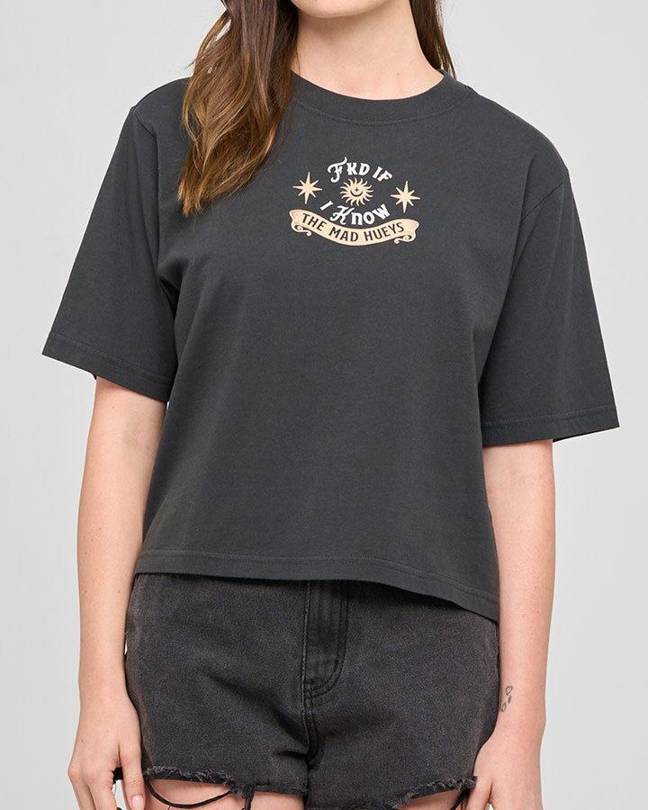 Fkd if I Know Womens Boxy Tee - Vintage Black