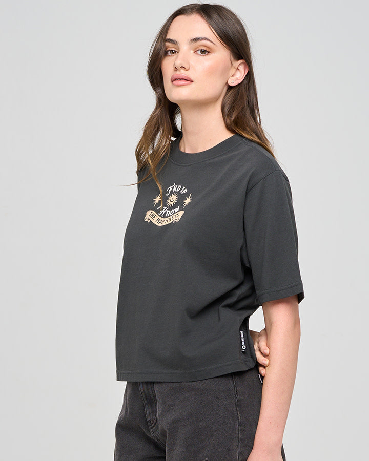 Fkd if I Know Womens Boxy Tee - Vintage Black