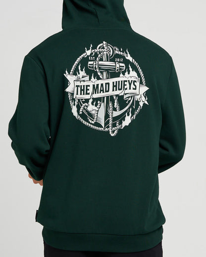 Flame Anchor | Hooded Pullover - Pine Green