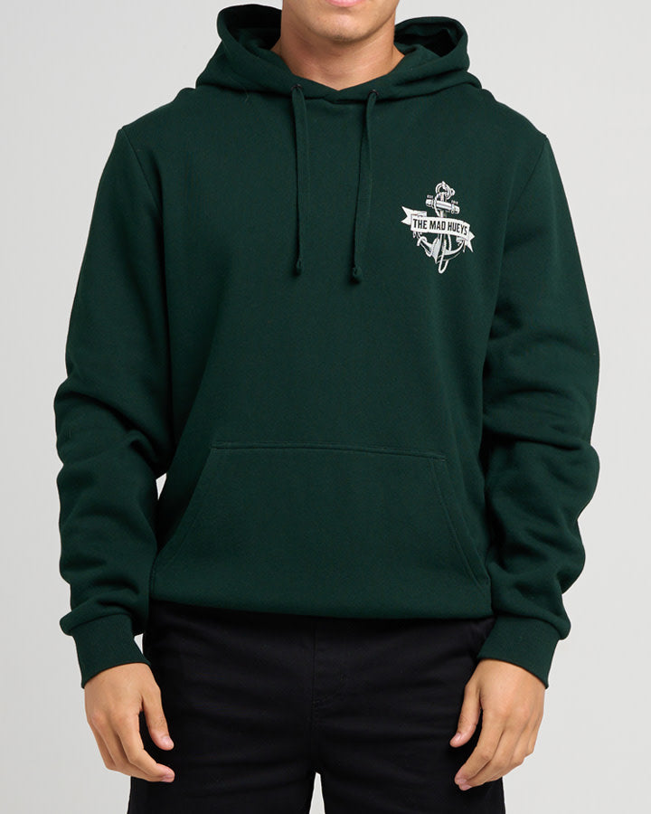 Flame Anchor | Hooded Pullover - Pine Green