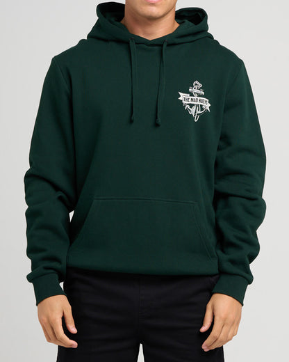 Flame Anchor | Hooded Pullover - Pine Green