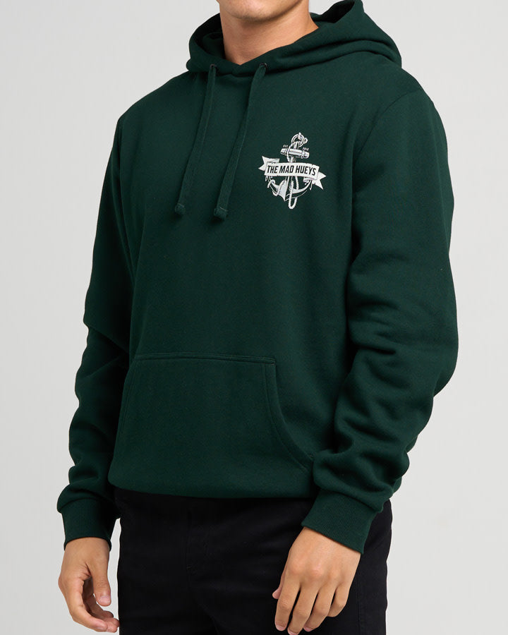 Flame Anchor | Hooded Pullover - Pine Green