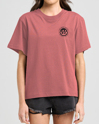 The Mad Hueys | H Series Split | Womens SS Tee - Dusty Rose