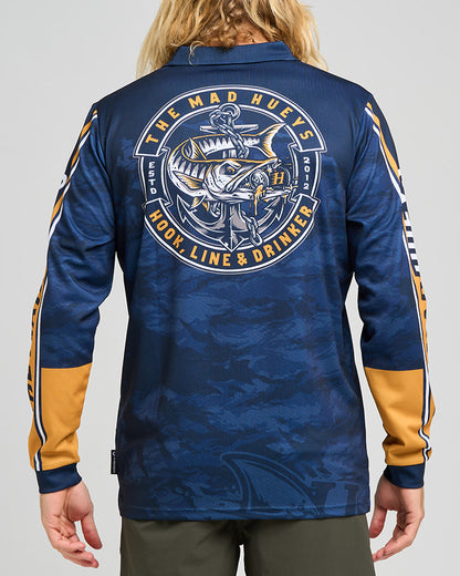 Hooked Cuda UPF 50+ Fishing Jersey - Navy