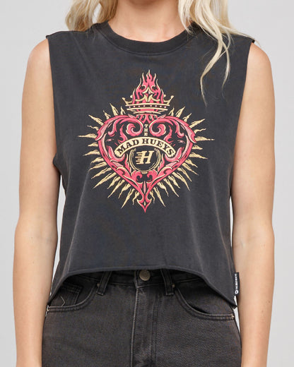 Hueys Heart Crop Muscle | Washed Black