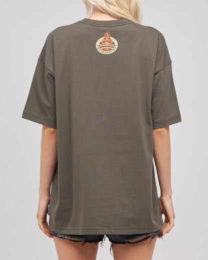 Hueys Heart Womens Oversized Tee | Charcoal