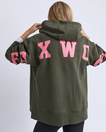 Interval Hoodie - Dark Khaki/Coral