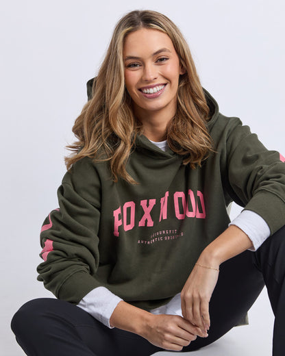 Interval Hoodie - Dark Khaki/Coral