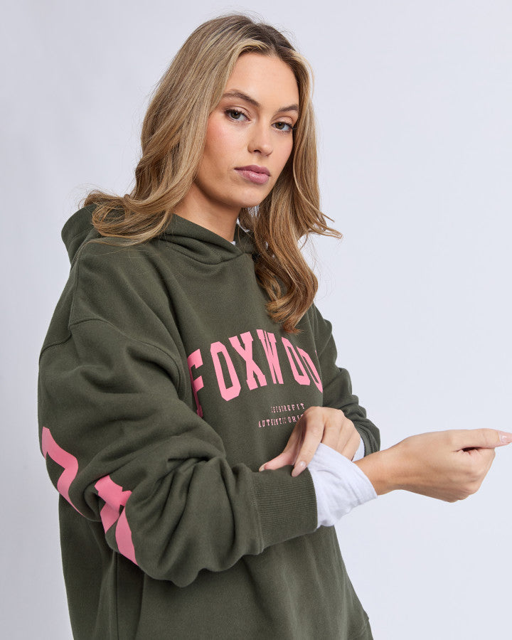 Interval Hoodie - Dark Khaki/Coral