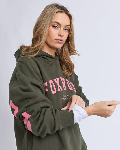 Interval Hoodie - Dark Khaki/Coral