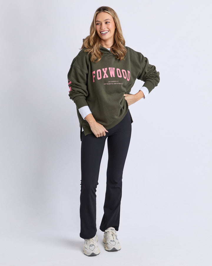 Interval Hoodie - Dark Khaki/Coral