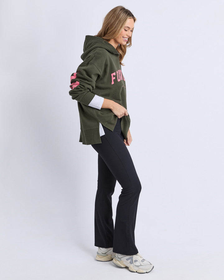 Interval Hoodie - Dark Khaki/Coral