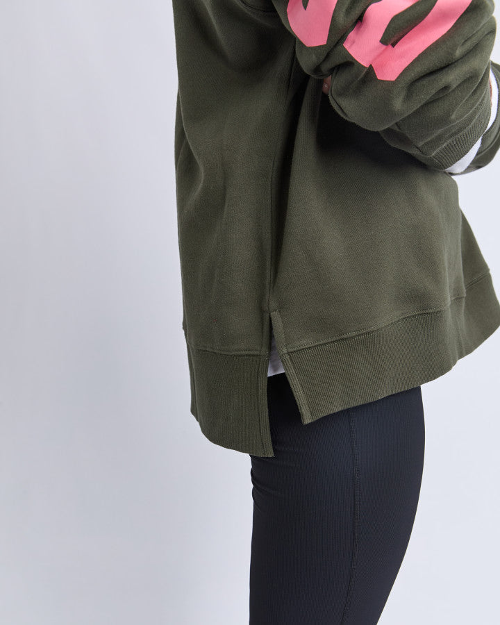 Interval Hoodie - Dark Khaki/Coral