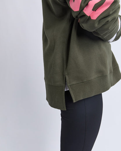 Interval Hoodie - Dark Khaki/Coral