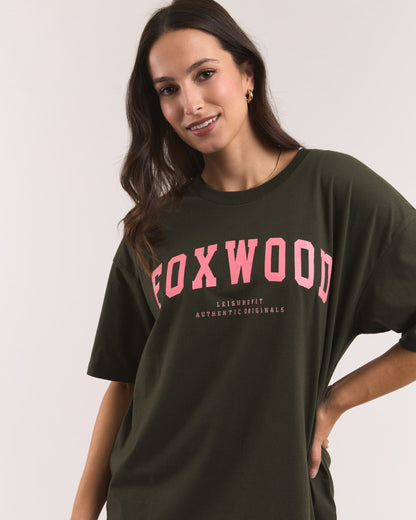 Foxwood Interval Tee - Khaki/Coral
