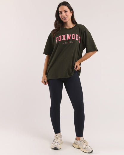 Foxwood Interval Tee - Khaki/Coral