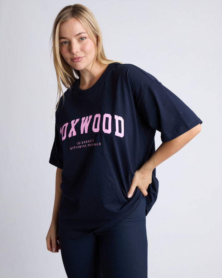 Foxwood Interval Tee - Navy/Pink