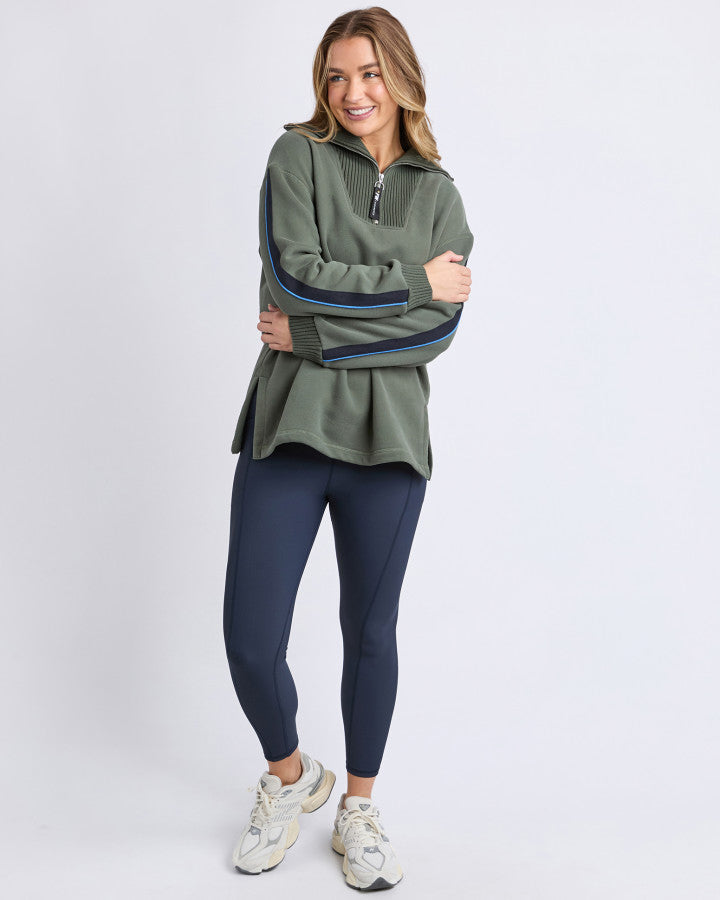 Knit Collar Crew - Khaki