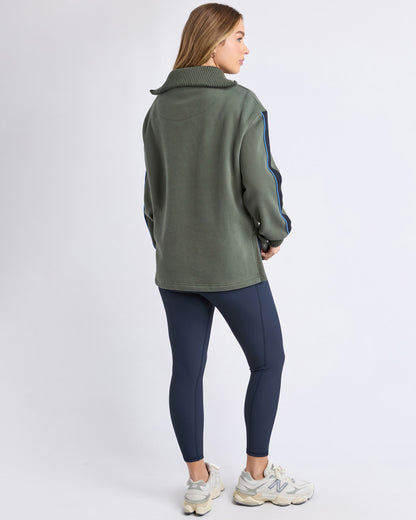 Knit Collar Crew - Khaki