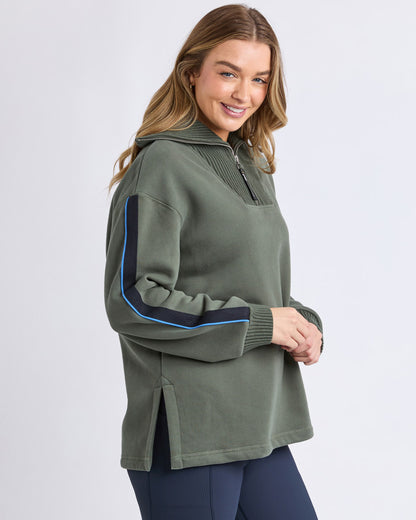 Knit Collar Crew - Khaki