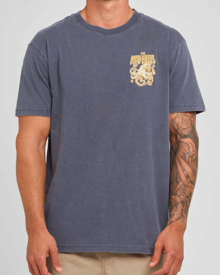 Kraken Tins | SS Tee - Petrol Blue Washed