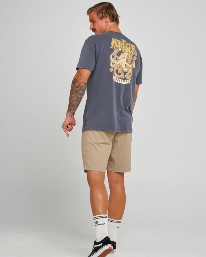 Kraken Tins | SS Tee - Petrol Blue Washed