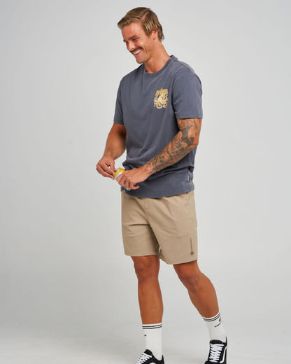 Kraken Tins | SS Tee - Petrol Blue Washed