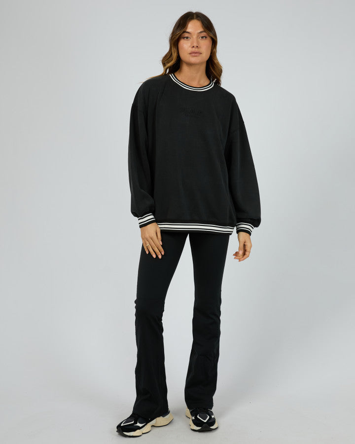 Luxe Active College Crew Sweater - Black