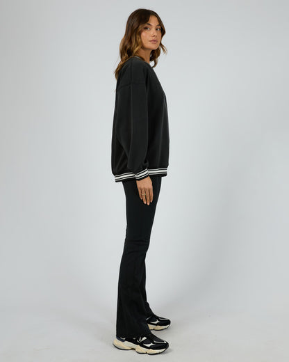 Luxe Active College Crew Sweater - Black