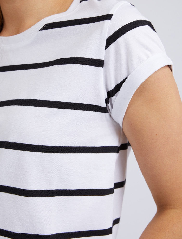 Manly Tee - White & Black Stripe