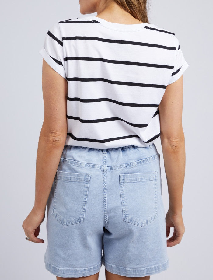 Manly Tee - White & Black Stripe