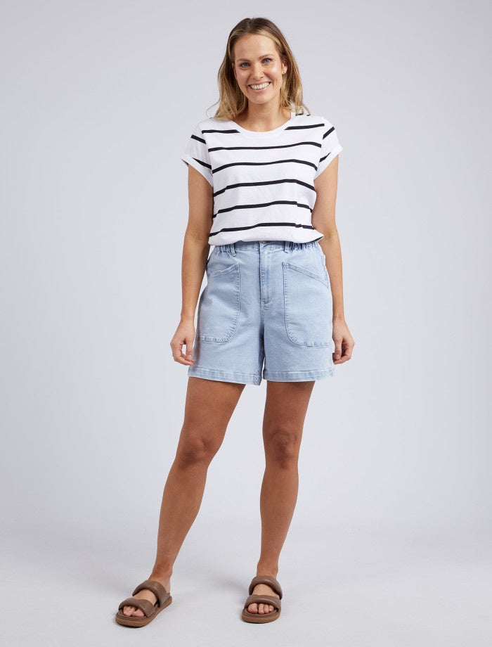 Manly Tee - White & Black Stripe