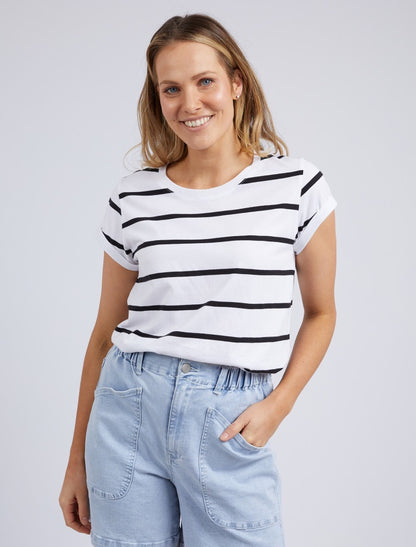 Manly Tee - White & Black Stripe
