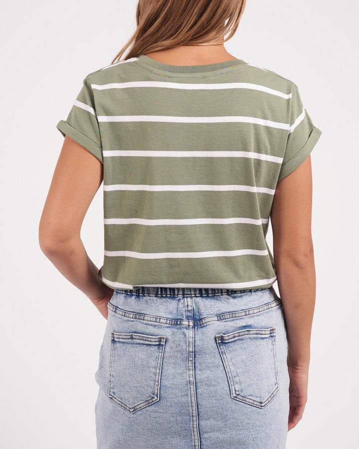 Manly Stripe Vee Tee - Sage
