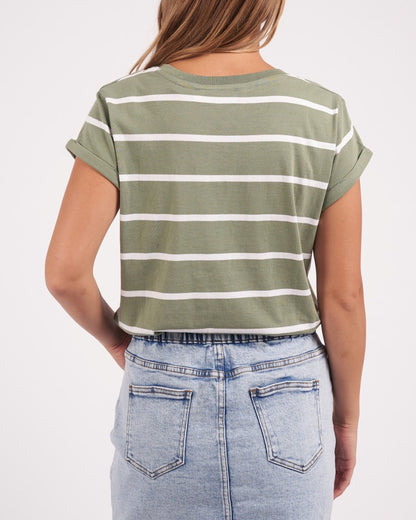 Manly Stripe Vee Tee - Sage