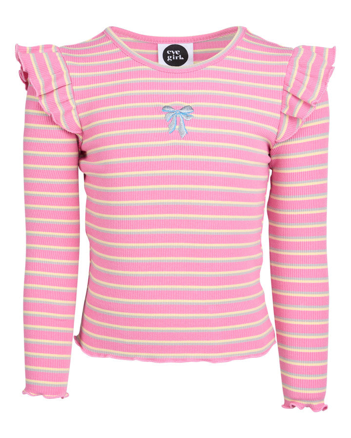 Maya Frill LS Rib Tee - Pink