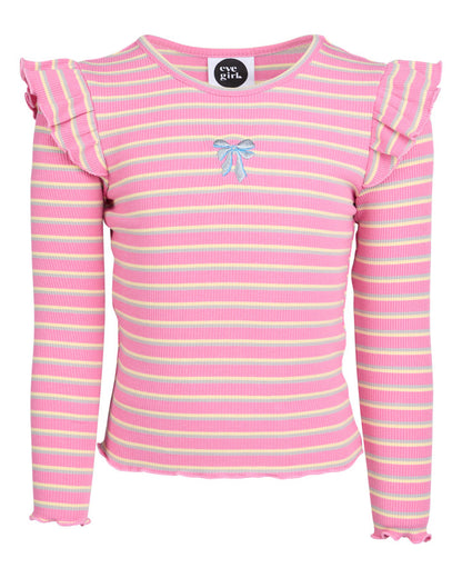 Maya Frill LS Rib Tee - Pink