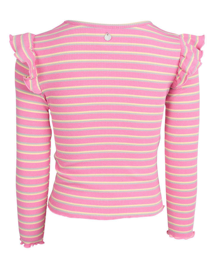 Maya Frill LS Rib Tee - Pink